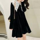Long-sleeves Lace Collared A-line Dress