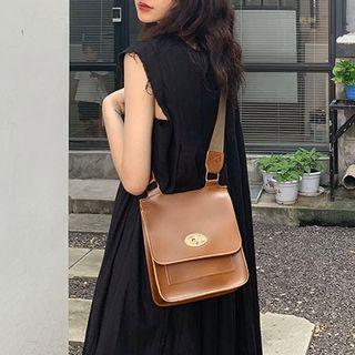 Faux Leather Crossbody Bag Brown - One Size