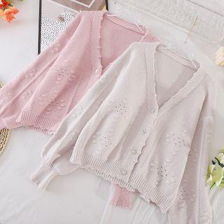 V-neck Plain Long-sleeve Knit Sweater
