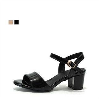 Patent Chunky-heel Sandals