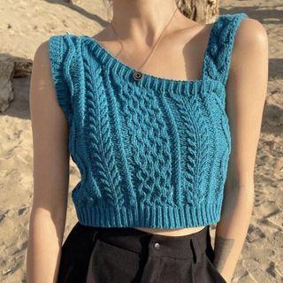 Asymmetrical Knit Crop Tank Top