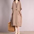 Elbow Sleeve Hooded Dress