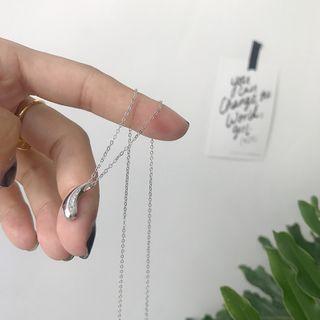 Droplet Pendant Sterling Silver Necklace L155 - Silver - One Size