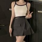 Contrast Trim Camisole Top / Mini A-line Skirt