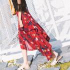 Floral Ruffle Chiffon Long Skirt