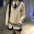 V-neck Sweater / Long-sleeve Shirt / Tie / Set
