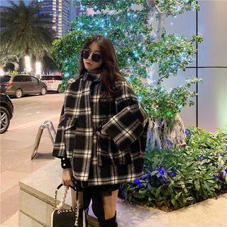 Plaid Cape Coat As Figure - One Size