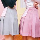 Colored A-line Mini Pleat Skirt