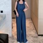 Sleeveless Wide-leg Jumpsuit Blue - One Size