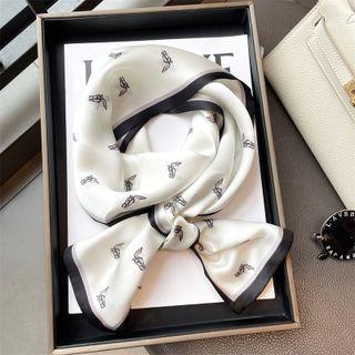 Horse Print Silk Scarf Box Set - White - One Size
