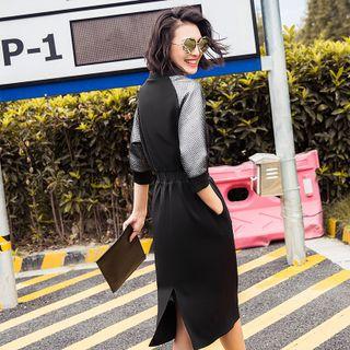 3/4-sleeve Zip Front Dress