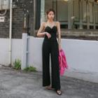 Set: Sweetheart-neck Camisole Top + Wide-leg Pants