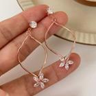 Cz Flower Drop Earring 1 Pair - Rose Gold - One Size