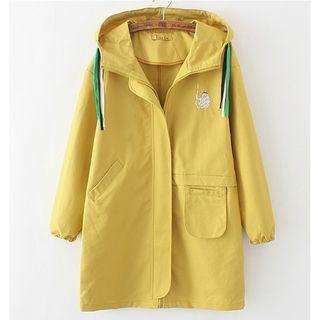 Catoon Embroidered Hooded Long Jacket