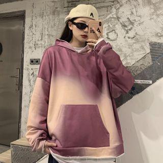 Tie-dyed Front Pocket Hooded Sweatshirt As Shown In Figure - One Size