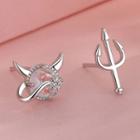 Non-matching 925 Sterling Silver Moonstone Devil Earring 1 Pair - Devil - Earring - Silver - One Size