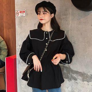 Faux-pearl Detail Blouse Black - One Size
