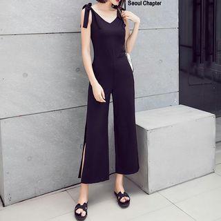 V-neck Cropped Sleeveless Jumpsuit