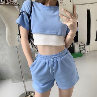 Crop Short Sleeve Top + Tank Top / Sweatshorts