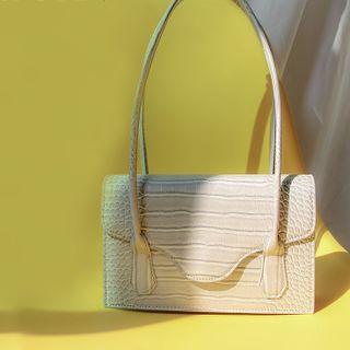 Croc Grain Faux Leather Hobo Bag