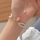 Faux Pearl Layered Bracelet White - One Size