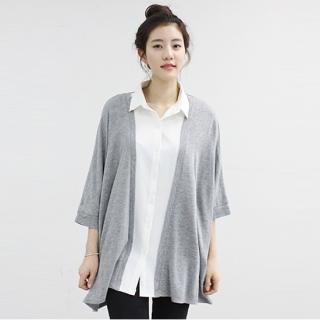 3/4-sleeve Open-front Cardigan