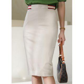 Contrast-trim Midi Pencil Skirt