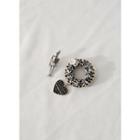 Heart Tweed & Soldier Doll Brooch Set Navy Blue - One Size