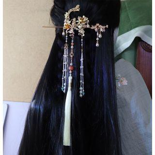 Retro Alloy Flower Faux Pearl Tassel Hair Stick