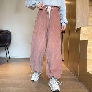 Drawstring Waist Corduroy Jogger Pants