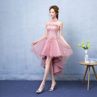 Strapless High Low Prom Dress With Choker