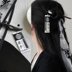 Hiragana Print Hair Stick 2813a - Black & White - One Size