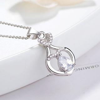 Silver Rhinestone Pendant Necklace Excluding Chain - Silver - One Size