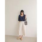 V-neck Loose-fit Textured T-shirt