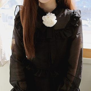 Frilled Sheer Dress With Corsage