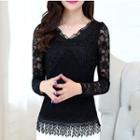 Long Sleeve V-neck Lace Top