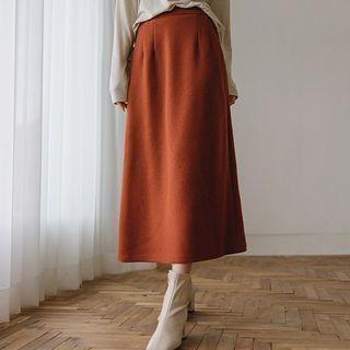 Napped A-line Maxi Skirt