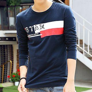 Lettering Color Block Long-sleeve T-shirt