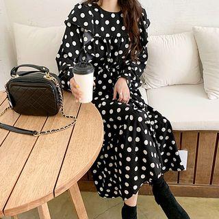 Frill-trim Polka-dot Maxi Dress