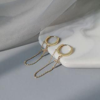Rhinestone Cross Chained Dangle Earring 1 Pair - One Size