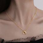Crescent Pendant Lock Necklace Gold - One Size