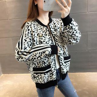 Leopard Print Zip Cardigan