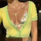 V-neck Color Blocks Cropped Top