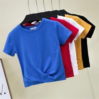 Plain Twist Short-sleeve Cropped T-shirt