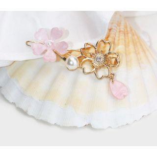 Alloy Flower Faux Pearl Hair Clip