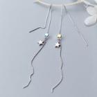 925 Sterling Silver Star & Cubic Rhinestone Fringed Earring S925 Silver Ear Line - One Size