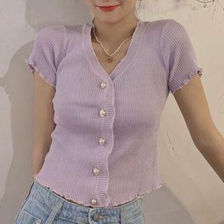 Lettuce Edge Short-sleeve Cardigan