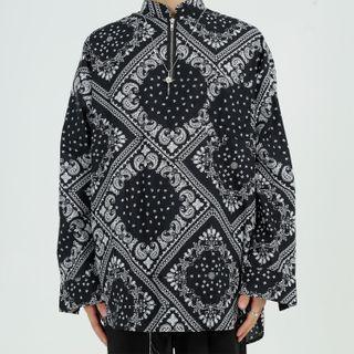 Paisley Print Half-zip Pullover
