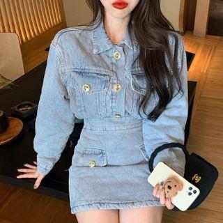 Denim Jacket / Mini Fitted Skirt