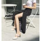Dotted Midi Wrap Chiffon Skirt Dot - Black - One Size